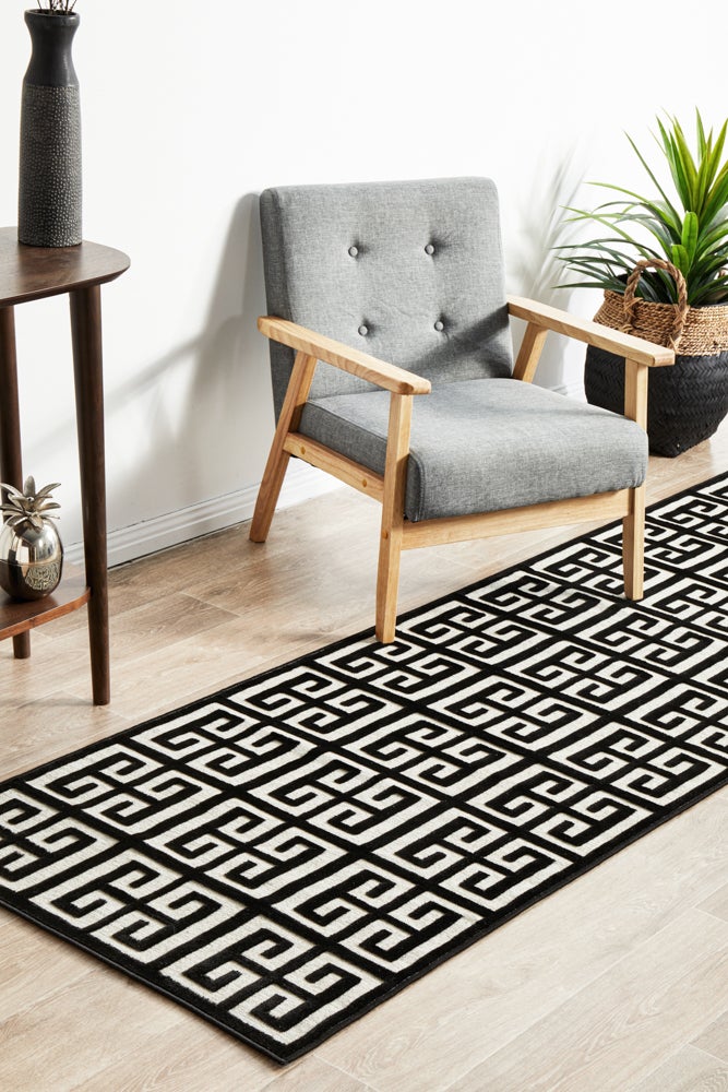 York Brenda Black & Gold Runner Rug